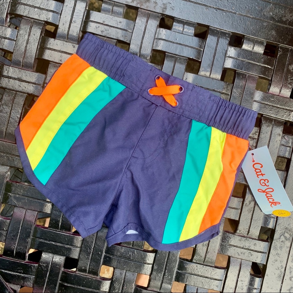 NWT Cat & Jack retro-style swim trunks